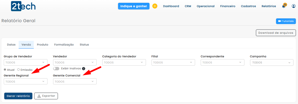 Novidades e Melhorias do 2tech - Fevereiro 2025 filtro gerente
